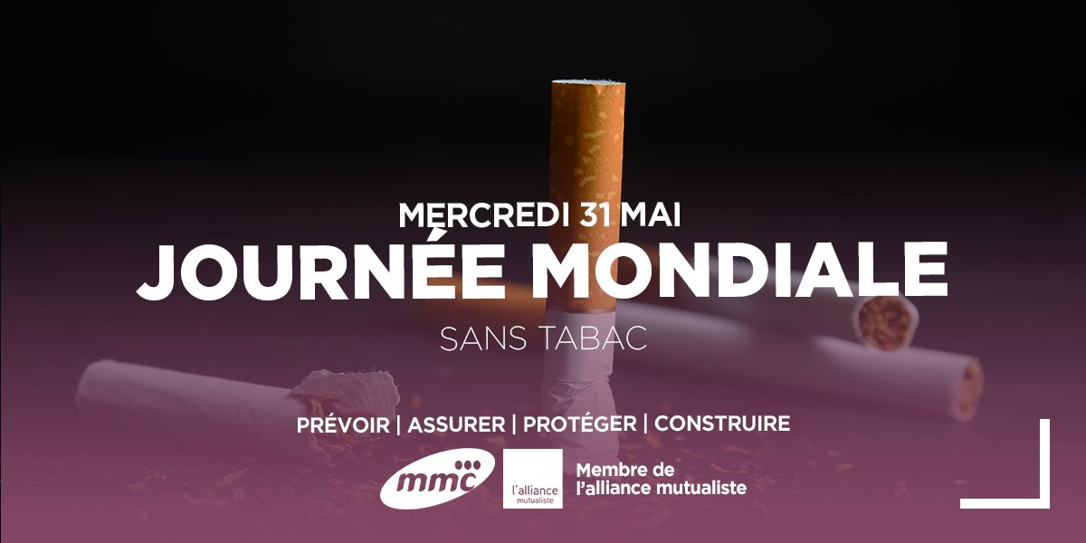 mutuellemmc's tweet photo. 🚭À l'occasion de la #JournéeMondialeSansTabac, la Mutuelle MMC s'engage en faveur de votre #Santé. C'est pourquoi nous intégrons la prise en charge des substituts nicotiniques dans notre tableau des garanties.
Nous sommes là à chaque étape de votre parcours vers une vie sans 🚬 https://t.co/4sHY34njSm