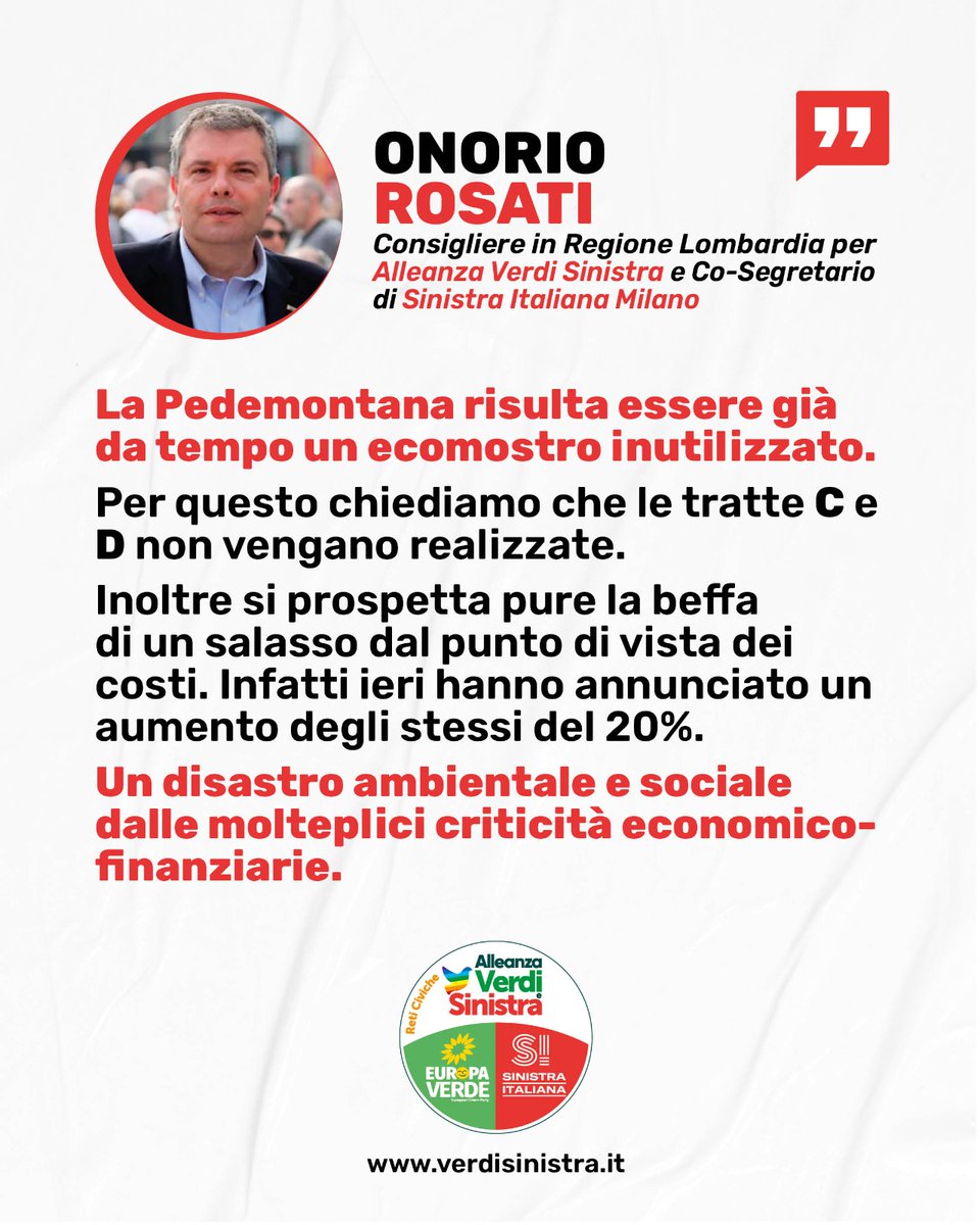 UStampaGPC's tweet photo. Pedemontana: annunciato un incremento nei costi dell'interminabile opera. Oltre il danno la beffa. https://t.co/TeMRwE4Sts