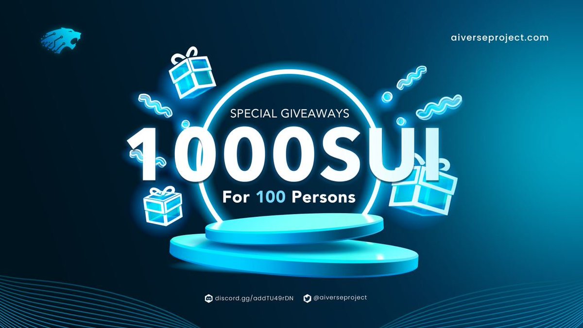 Sui Community💧 (@community_sui) on Twitter photo SUI COMMUNITY x <a href="/aiverseproject/">AI VERSE (Launching SOON)</a> OAT
✨Giveaway value prizes for the lucky members who hold this OAT, limited - FCFS
📌Claim OAT
galxe.com/suicommunity/c…
🎁BIG Rewards: 1000 $SUI Tokens for 100 lucky members
Drop your #Sui wallet below now!
#Sui #SuiCommunity #OAT SUI COMMUNITY x <a href="/aiverseproject/">AI VERSE (Launching SOON)</a> OAT
✨Giveaway value prizes for the lucky members who hold this OAT, limited - FCFS
📌Claim OAT
galxe.com/suicommunity/c…
🎁BIG Rewards: 1000 $SUI Tokens for 100 lucky members
Drop your #Sui wallet below now!
#Sui #SuiCommunity #OAT