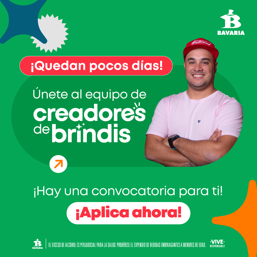 BAVARIA_OFICIAL's tweet photo. Cumple tus sueños y haz parte del equipo que está detrás de los brindis de toda Colombia. Conoce las convocatorias disponibles y aplica para que puedas ser unos de nuestros #CreadoresDeBrindis, aquí: https://t.co/NeLSRri2l7 #TalentoBavaria https://t.co/mIytXfR2h3