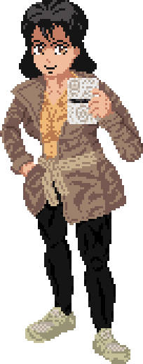 Trying out my hands on more anime-like faces - drawing of a young detective in a short trenchcoat. #pixelartist #pixelart #detective #anime #80spopculture