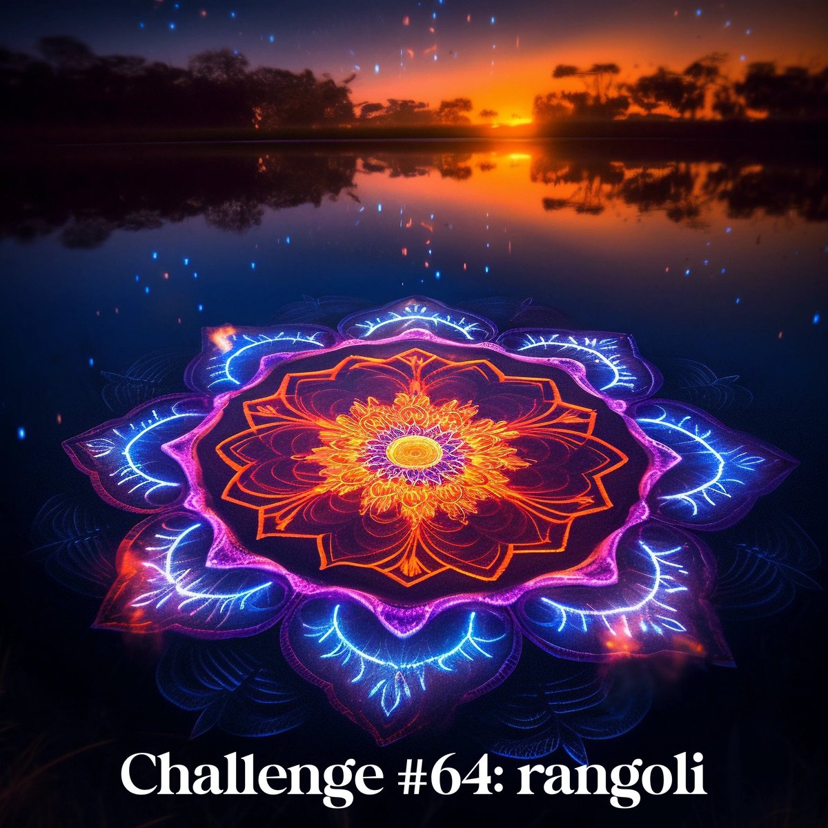 PROMPT CHALLENGE #64: RANGOLI Rangoli is a traditional art form originating in India. It involves creating decorative designs on the ground or floor using colored powders, rice, flower petals, or other materials. Rangoli is typically made during festivals and special occasions…