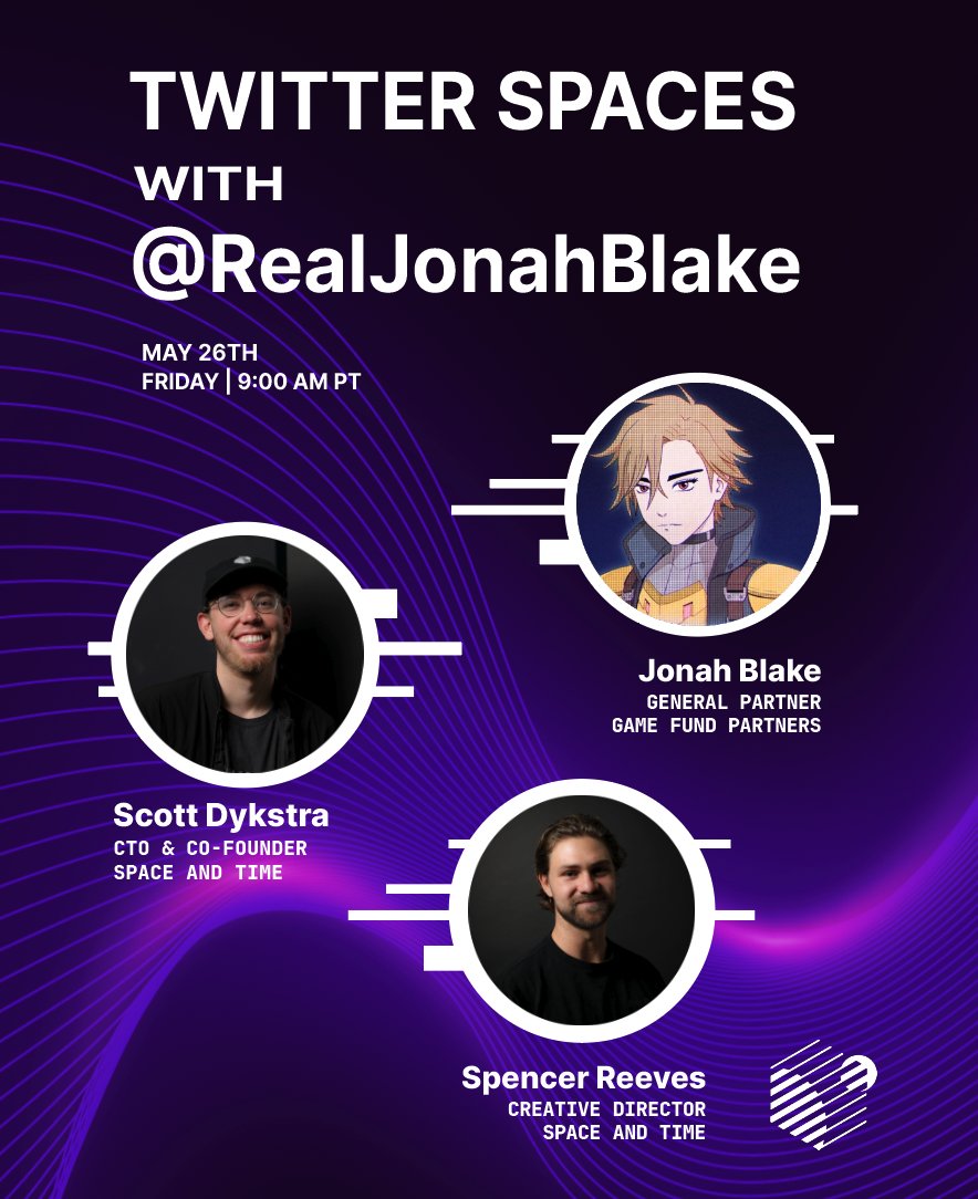 🚨 Upcoming Twitter Spaces Announcement 🚨  

📅 Date: Friday, May 26th  
⏰ Time: 9:00 AM PDT  
🎙️Host: @RealJonahBlake  
🤝 Guests: @chiefbuidl and @spencereevess

Set your reminder ⬇️
twitter.com/i/spaces/1DXGy…