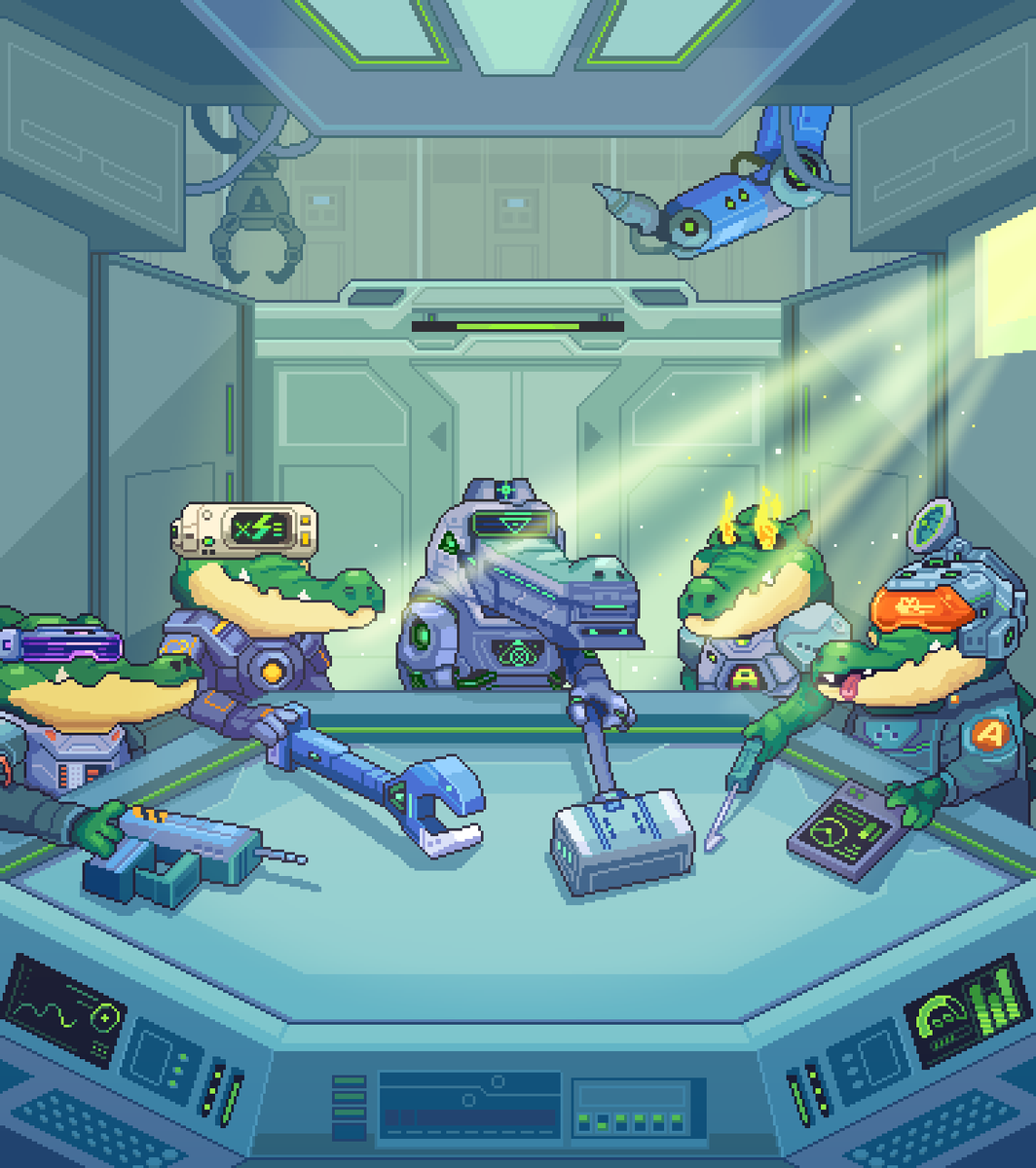 acrocalypseNFT's tweet photo. Crocs! Be sure to make your way over to the Discord to see the latest briefing from the team. Onwards 🐊🛸 https://t.co/VsSmAa0kHX