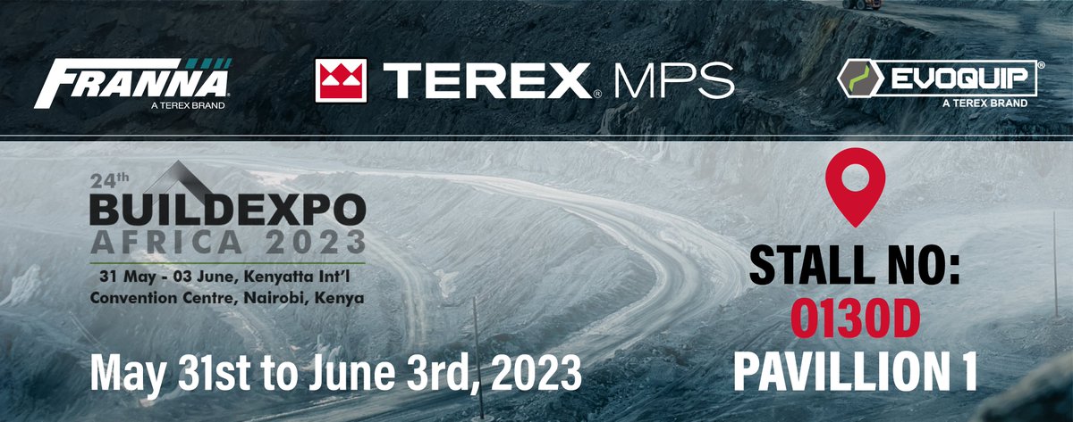 Join us at BuildExpo Africa 2023 in Kenya! Explore innovative solutions for crushing, screening, and lifting at Stall 0130D with Terex MPS, EvoQuip, and Franna. Don't miss this opportunity to connect with experts and register now: lnkd.in/fW6zD5v #BuildExpoAfrica