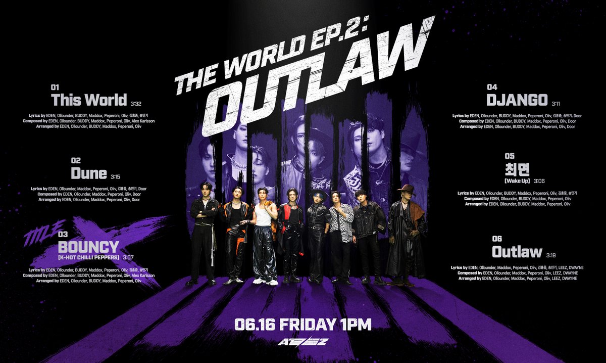 Image for [📷] ATEEZ THE WORLD EP.2 : OUTLAW Tracklist ⠀ 2023. 06. 16 1PM RELEASE ⠀ OUTLAW BOUNCY ATEEZ ATEEZ https://t.co/gxHUlKj6E2