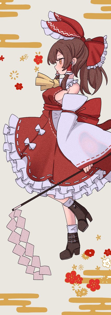 hakurei reimu 1girl bow solo red bow detached sleeves hair tubes brown hair  illustration images