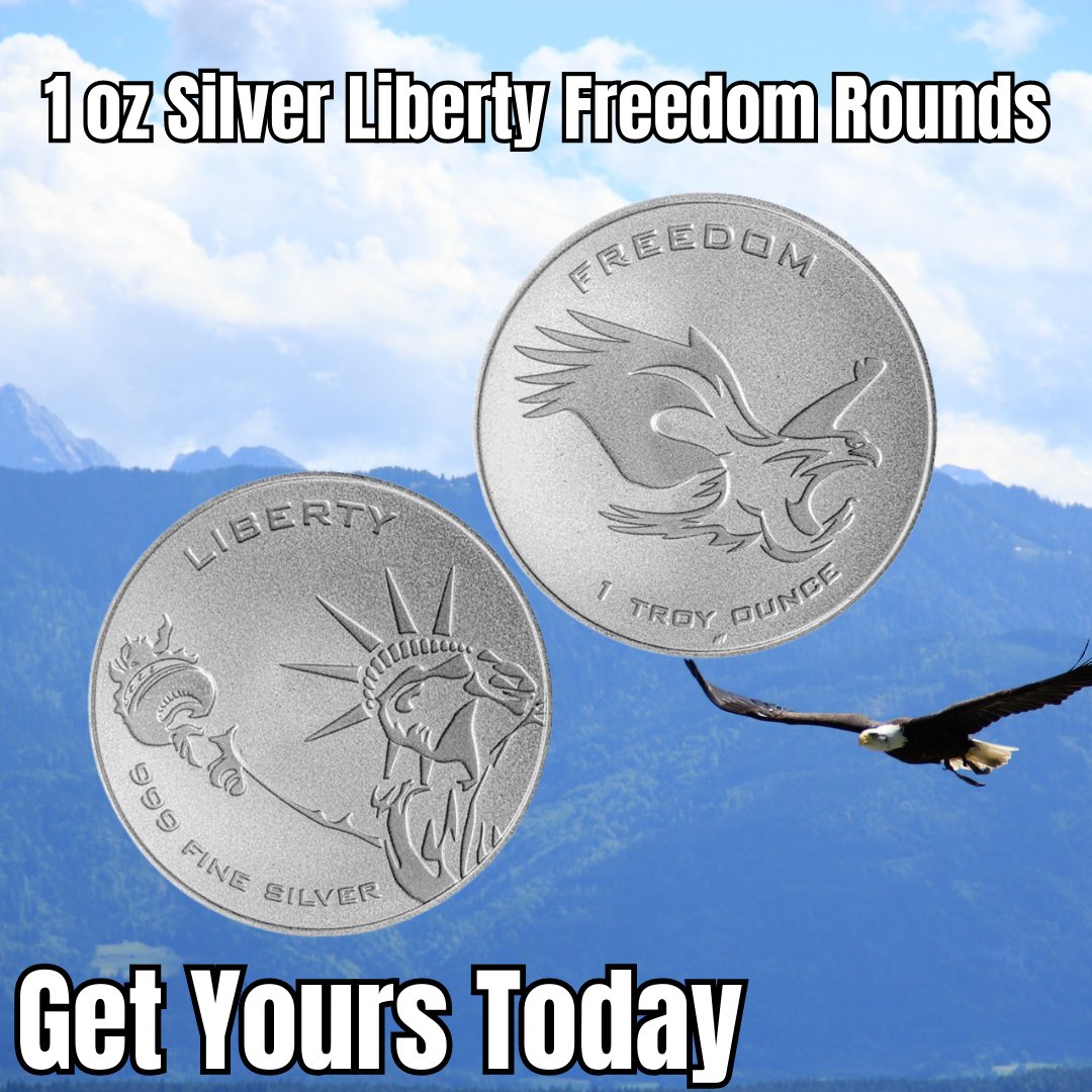 USGoldBureau's tweet photo. 1 oz Silver Liberty Freedom Rounds
Get Yours Today https://t.co/X6T5WGwYKj
#usgoldbureau #investing #silver #gold #buygold #retirement #silverround #silvercoins #coolcoins #wealth https://t.co/j4rf9sin2U