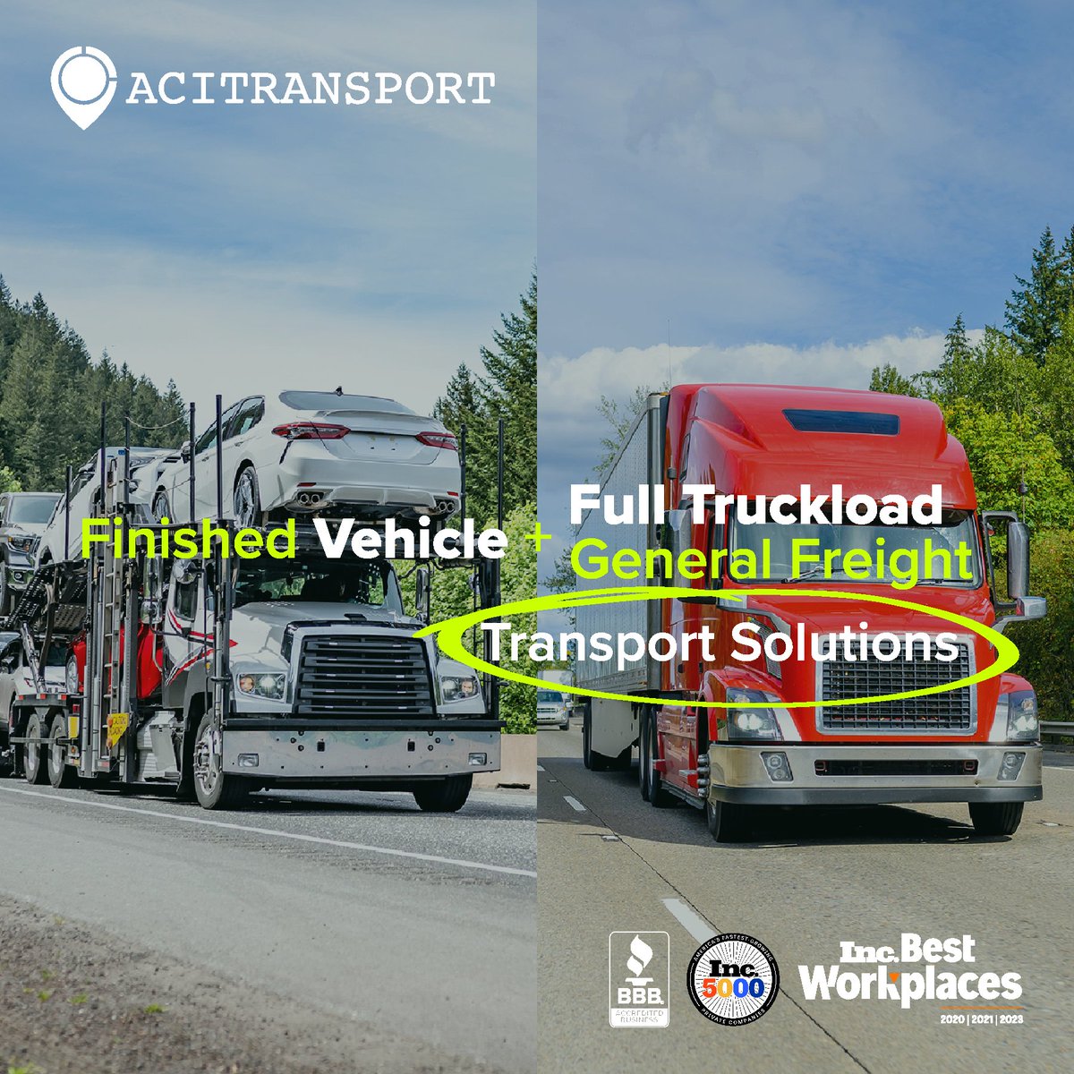 Discover seamless logistics solutions! From finished vehicles to full truckload general freight ACI Transport has you covered. Leave the heavy lifting to us while you focus on everything else. Let's connect: zurl.co/Aia0  #ACITransport #Logistics #truckloadstrong #3PL