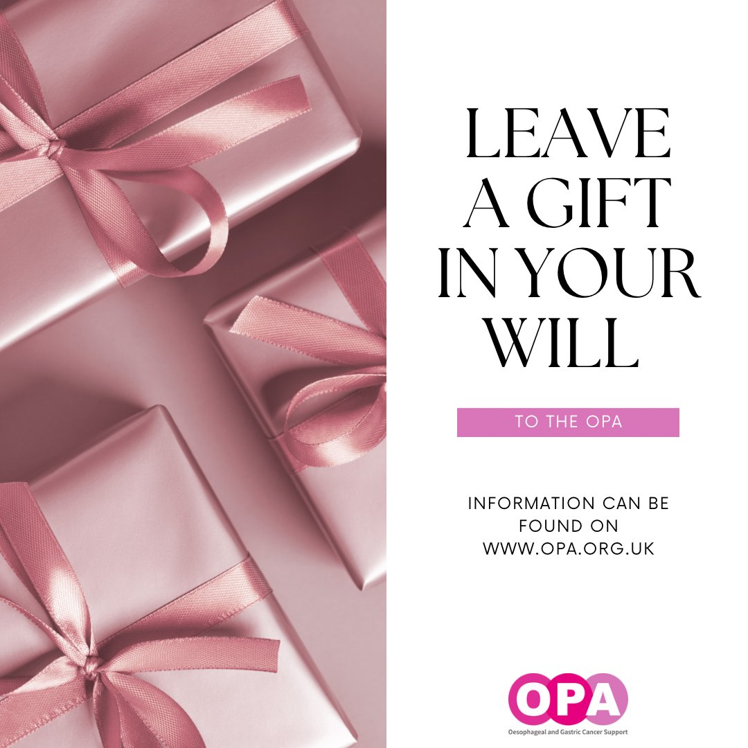 Leaving a gift to the OPA in your will 🎁

#opa #cancer #charity #OesophagealCancer #GastricCancer #support #help #advice #awareness #AcidReflux #GORD #donate #OesophagealCancerAwareness #GastricCancerAwareness #AcidRefluxAwareness