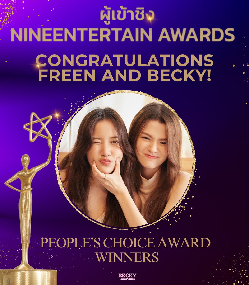 beckyfanclubph_'s tweet photo. Congratulations for winning the “People’s Choice Award” at #9entertainAwards2023 Freen and Becky!

We are very very proud of you! ✨

#9ent2023xfreenbecky 
#beckysangels #srchafreen https://t.co/yCz5uZxJMf