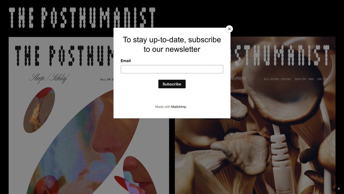 Please have a look at our new-ish website theposthumanist.com and sign up for our not so regular newsletter - we are looking to get you involved soon, so keep an eye out  💌