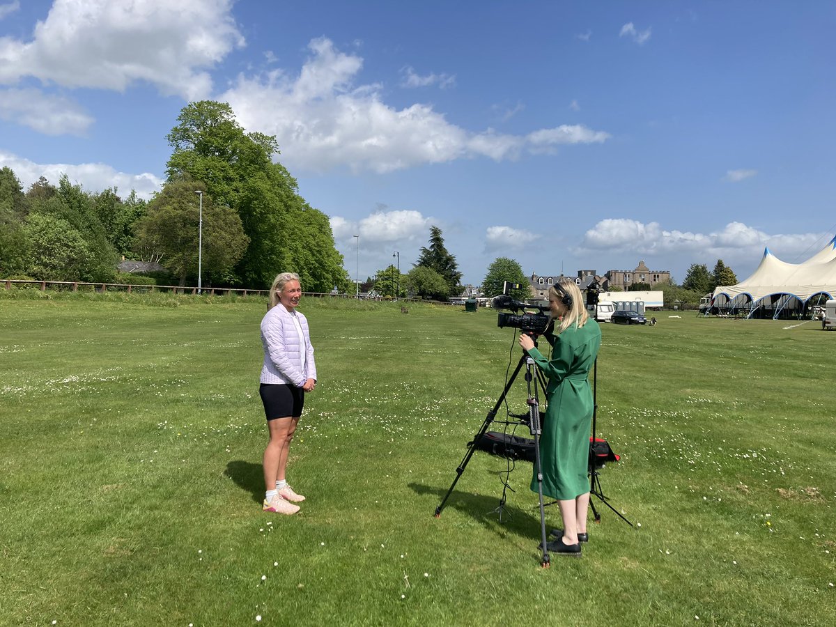 AboyneGames's tweet photo. As a bit of publicity for our new Female athletic events, we had a visit from Kirstin Tate at STV news who interviewed our committee member Coralie Arthur for airing tonight on the STV news.  See the full story tonight at 6pm
#stvnews 
#kirstintait 
#coraliedeecoaching https://t.co/WPbfGchuQU