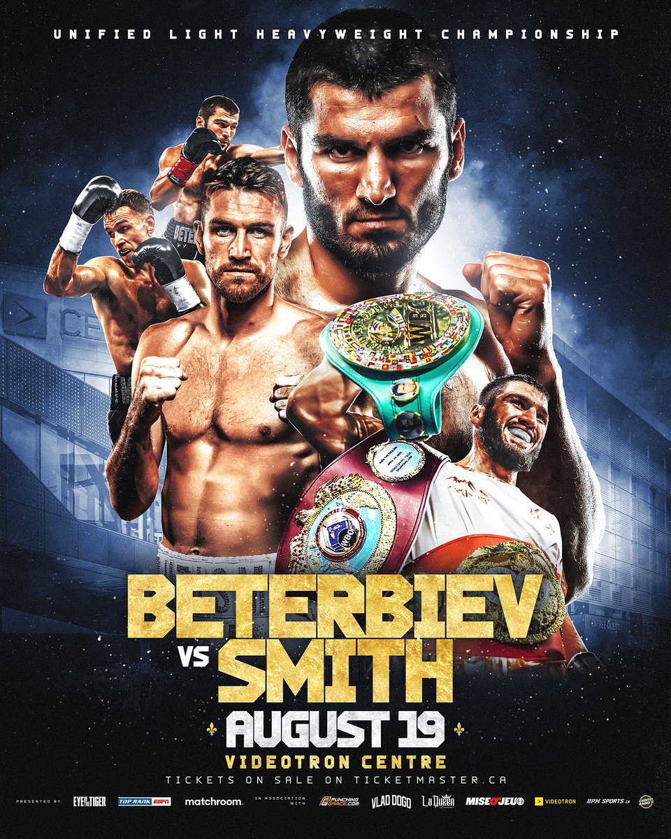 𝐃𝐄𝐅𝐄𝐍𝐃 𝐓𝐇𝐄 𝐓𝐇𝐑𝐎𝐍𝐄 👑 @ABeterbiev will defend his Unified Light Heavyweight titles against @CallumSmith23 on Saturday, August 19 live on @ESPN.