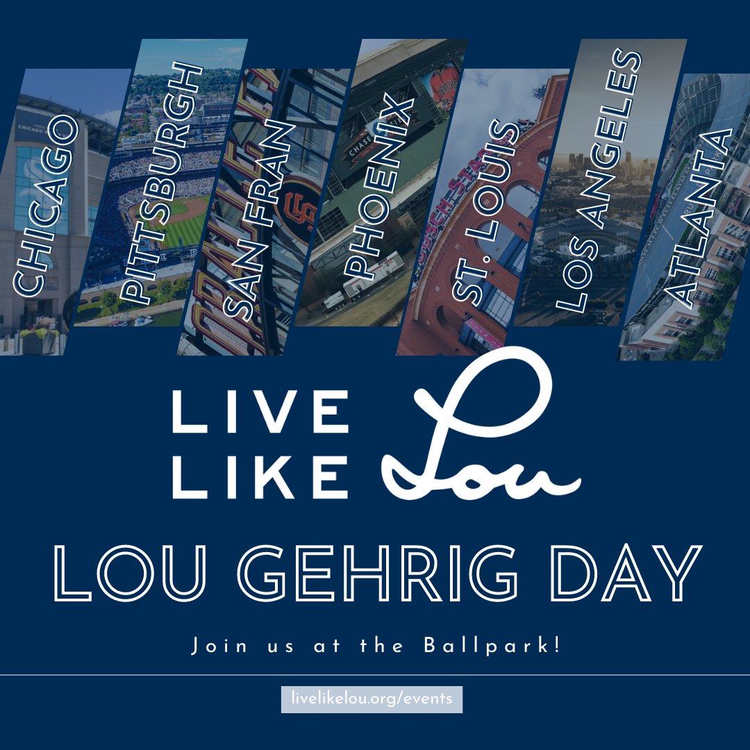 LiveLikeLou4's tweet photo. It's not too late to purchase tickets for #LouGehrigDay ⚾️
Join the Live Like Lou team at a ballpark near you. This year, we will be in SEVEN cities to spread #ALSAwareness!
Learn more and purchase tickets now: https://t.co/Zvkap6nyzO https://t.co/E66LFbTrba
