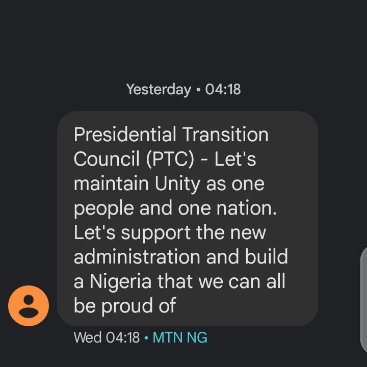 The PTC has been sending unsolicited messages to Nigerians begging us to accept the unconstitutional administration. 
Since we can't reply to their texts, write your reply to their message in the comments.
They are reading!

Hundeyin | Atiku | Ooni | Rufai | Tinubu | Pat Utomi