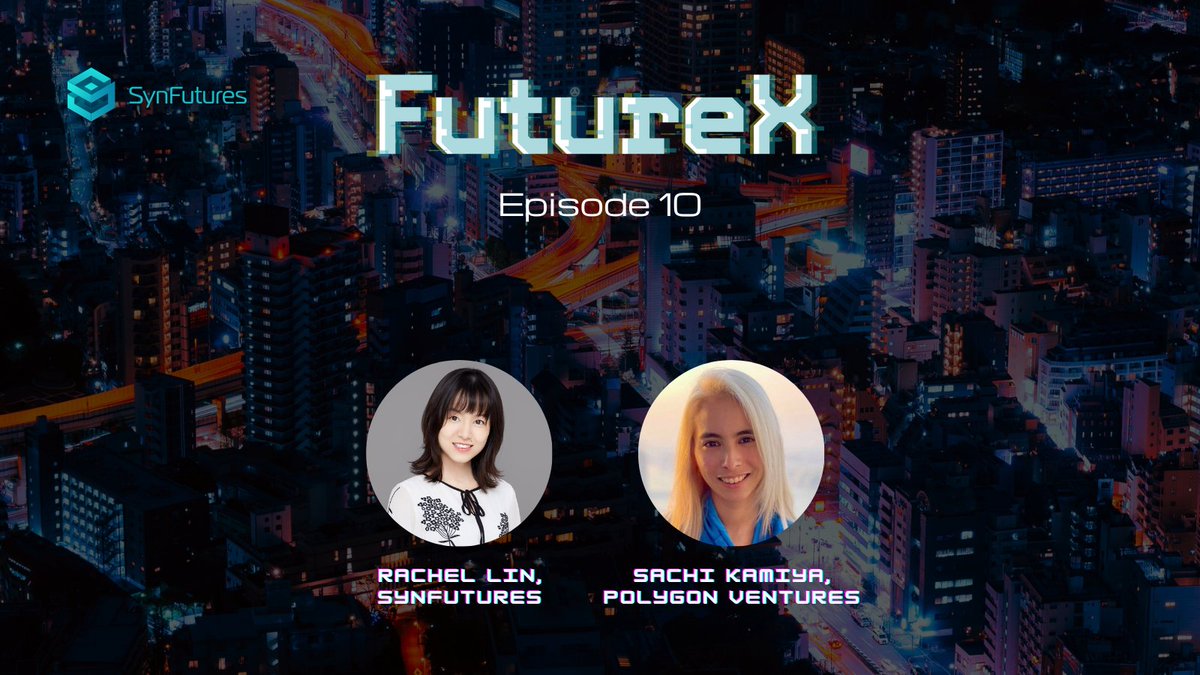 SynFuturesDefi's tweet image. 📢 The latest episode of the #FutureX podcast with @0xsachi from @0xPolygonLabs is LIVE 🎙

Listen in to hear about Sachi's #Web3 journey &amp;amp; complete @gleamapp tasks to win NFTs!

Get started 👉 bit.ly/3q7prp8 

💻 Watch on YouTube: bit.ly/438agKS