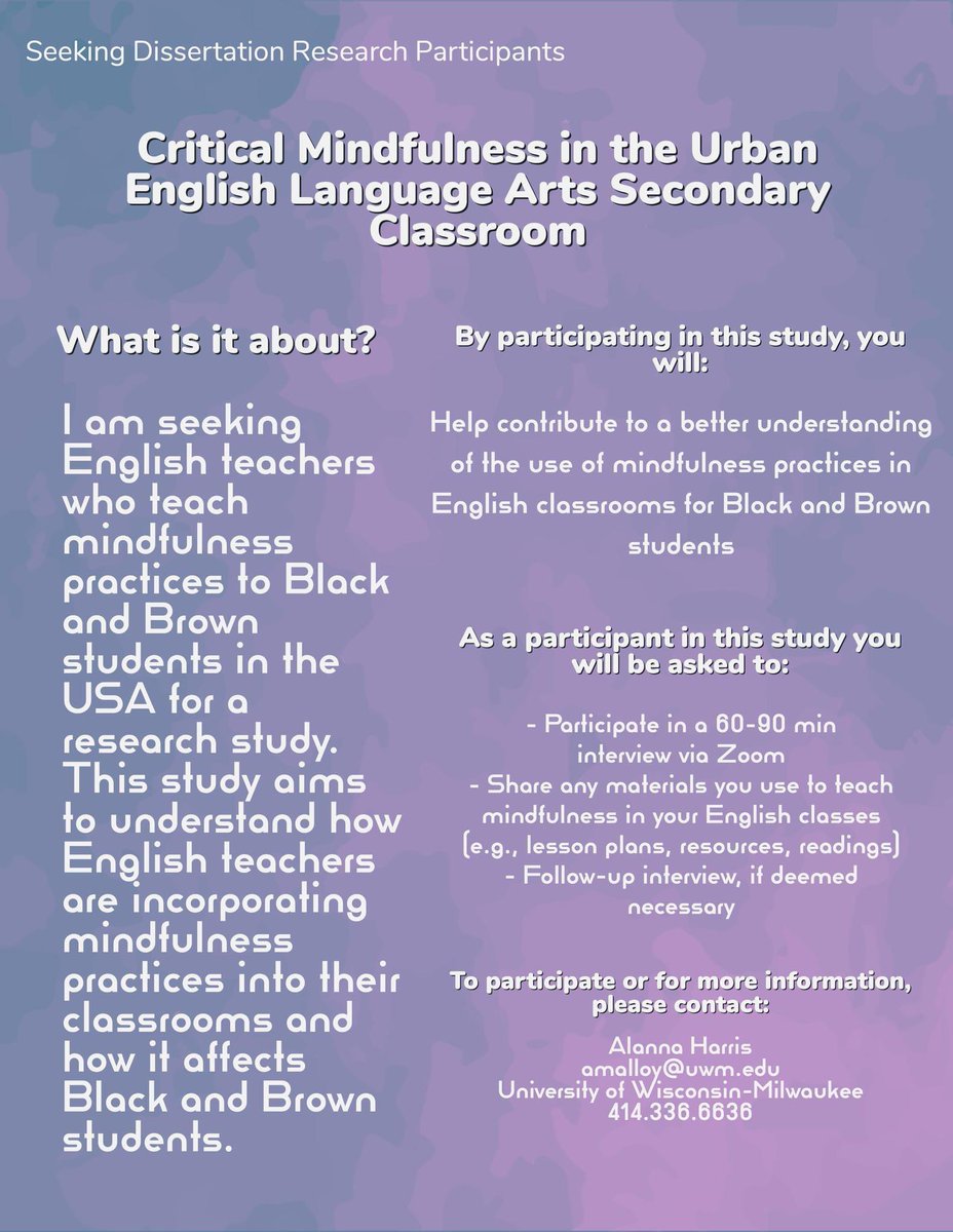 #englished #EnglishTeacher #englisheducation #teacher #teacherlife #teachertwitter 

Seeking participants for my study!