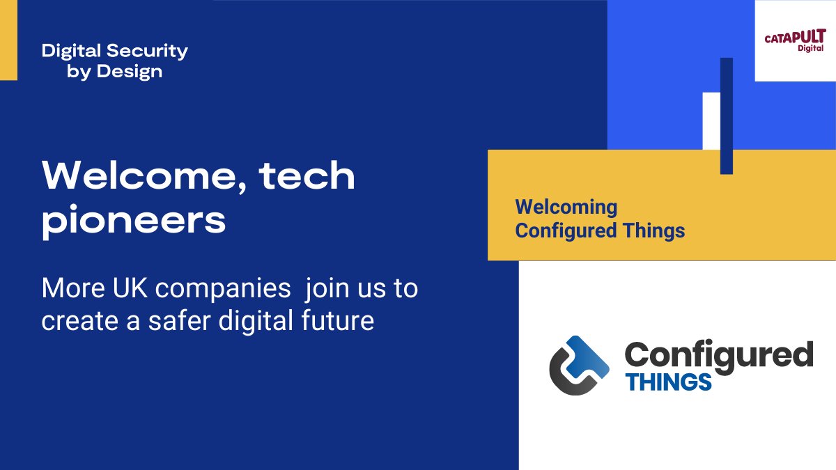 Configured Things is excited to announce that we are joining <a href="/DigiCatapult/">Digital Catapult</a> and <a href="/DSbDTech/">Digital Security by Design (DSbD)</a>'s groundbreaking technology access programme. We will be experimenting with <a href="/Arm/">Arm</a>'s latest prototype #cybersecurity technology. Find out more: digicat.org.uk/434hRdC <a href="/UKRI_News/">UK Research and Innovation</a>