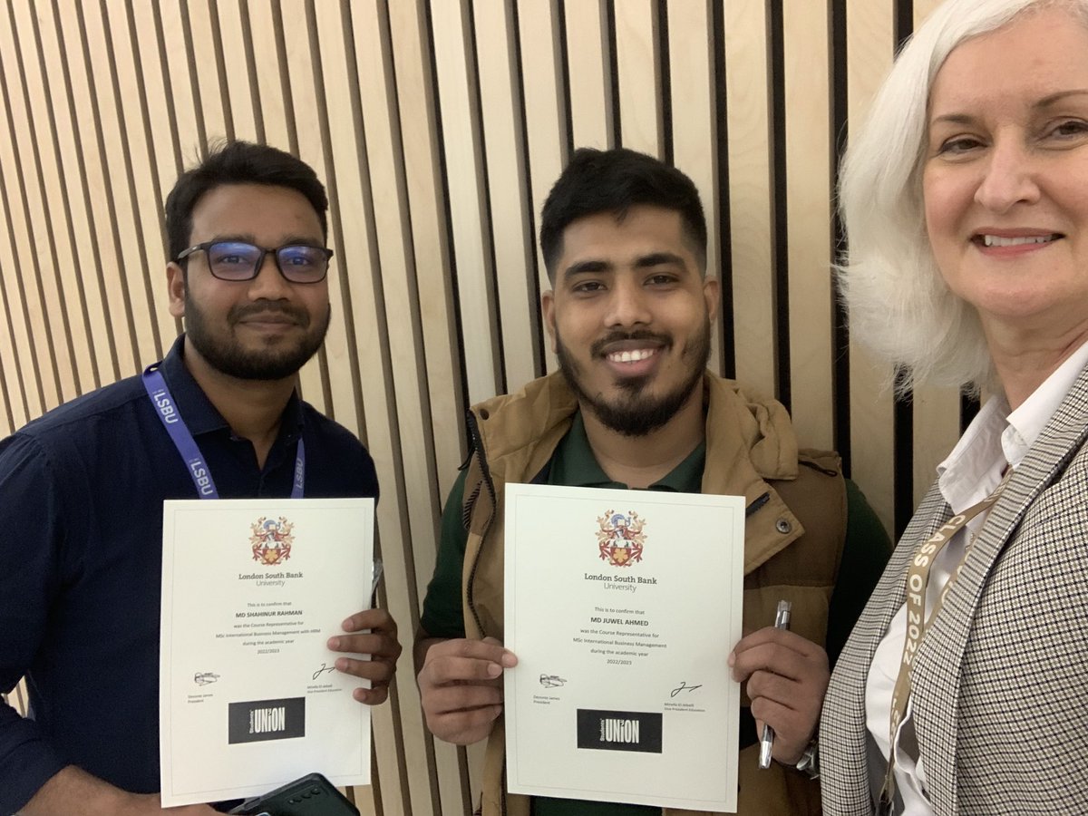 Fantastic ceremony to celebrate our course reps! Love that the SU showed the impacts over the last year of having a strong student voice! Photo is of two of our MSc International Business reps! <a href="/LSBU/">London South Bank University - LSBU</a> <a href="/SBSUPresident_/">SBSU President</a>