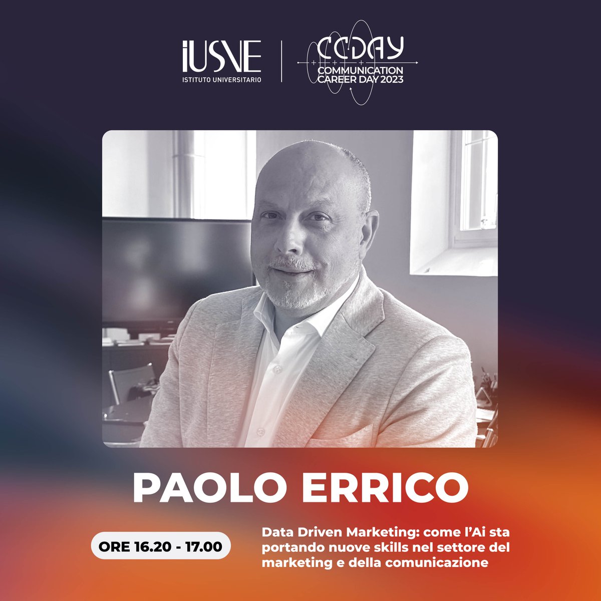 Domani non perdete il #CCDAY <a href="/IUS_VE/">IUSVE - Istituto Universitario Salesiano Venezia</a>! Parleremo con <a href="/paoloerrico/">Paolo Errico®</a> di data driven #Marketing e #GenerativeAI. Sarà epico! 🚀🔥

Iscriviti qui: bit.ly/3BTQ5oc.

#socialmeter #bigdata #datadriven