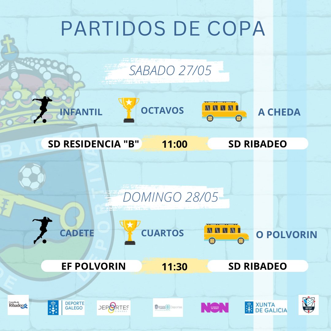 SD_Ribadeo's tweet photo. 🏟️ Cantera⚡️│🔵SD Ribadeo ⚪️ │🔴Barres CF🔵

📜Aquí os dejamos todos los partidos de este fin de semana con sus respectivos horarios. https://t.co/1DTFfO7hWX