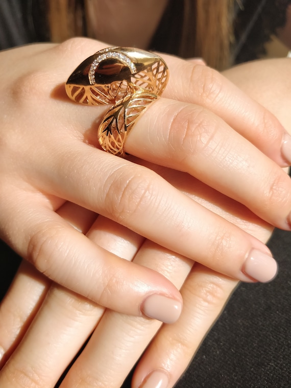 SavranskyP's tweet image. Gold statement ring, Diamond ring, Large abstract etsy.me/3u5DsA6 #fancydiamond #stackableband #customjewelry #customdiamond @etsymktgtool