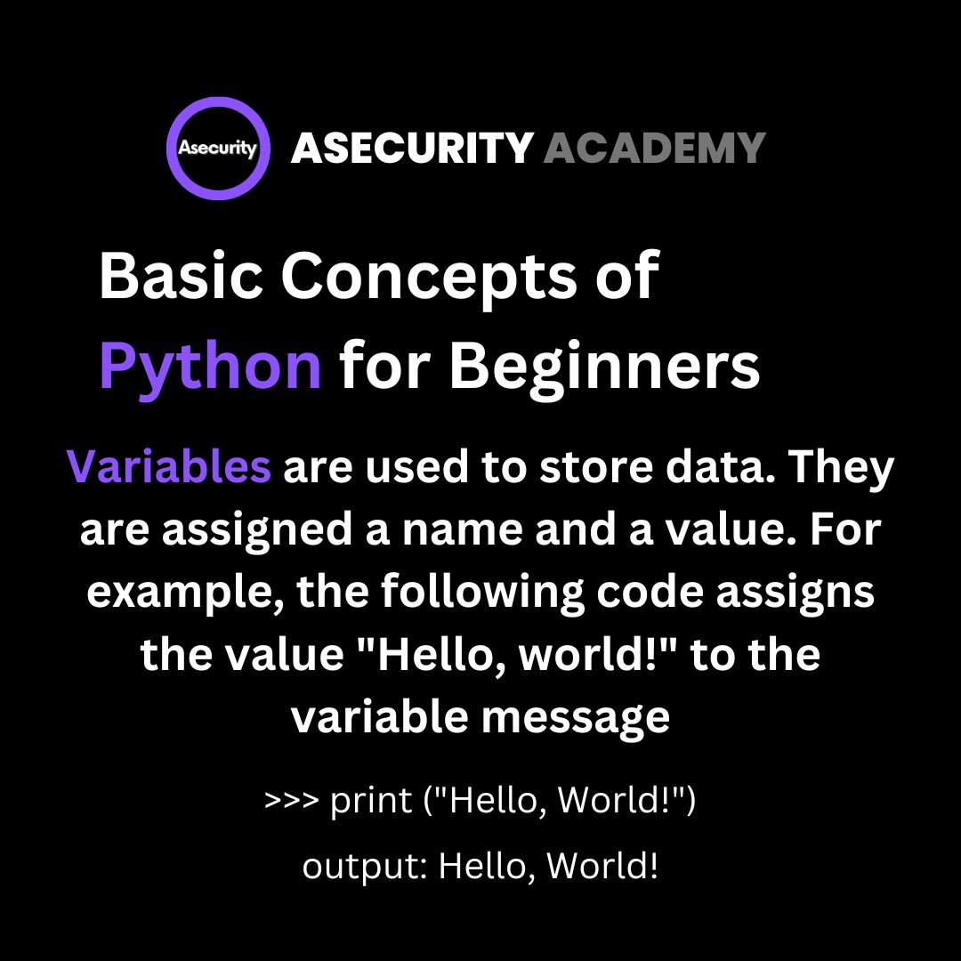 asecurityinfo's tweet photo. Basic of Python
Topic :
what is python
variables
strings
Lists
Functions
Loops
Conditional statements
#asecurity #python #coding #basic
#pythonprogramming #py #pycharm #Hacking https://t.co/2oWop3Ouj3