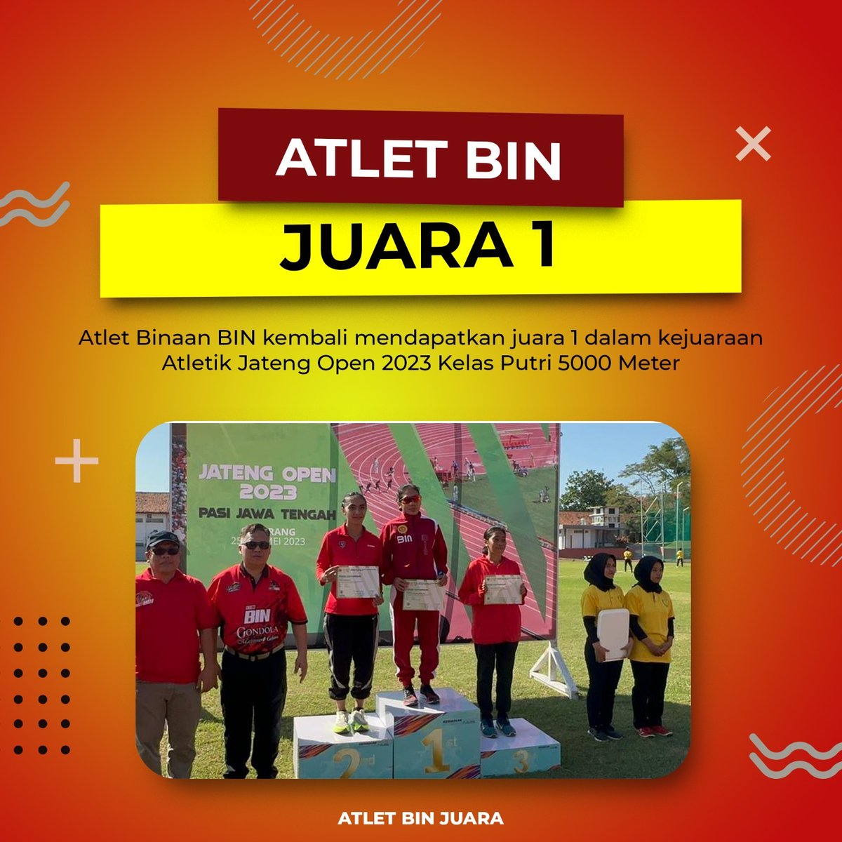 indonesiaguardi's tweet photo. Atlet binaan bin kembali mendapat juara 1 dalam kejuaraan atlet Jateng 2 Open 2023 kelas Putri 5.000 meter https://t.co/Zy7A2Yqbnm