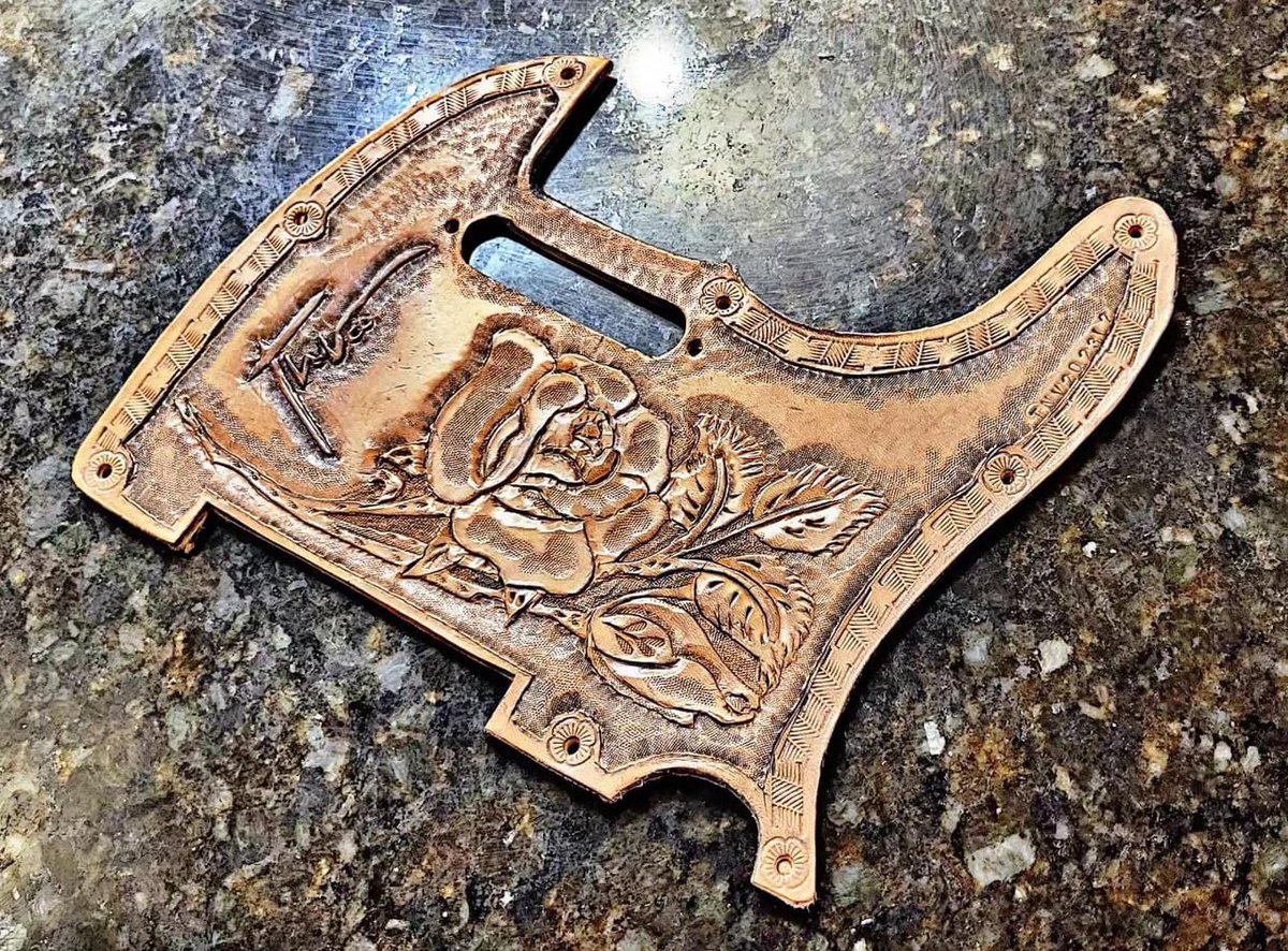 the_newvintage's tweet photo. Working on something new for upcoming TNV #guitars. #leather pick guard for future tele. See more TNV creations at https://t.co/aMM8PlQWaP 😎#guitar #handmade #handcrafted #leatherwork #scratchplate #Calgary #yyc #madeincanada🇨🇦#TNVguitars https://t.co/CkeY2OcWWj