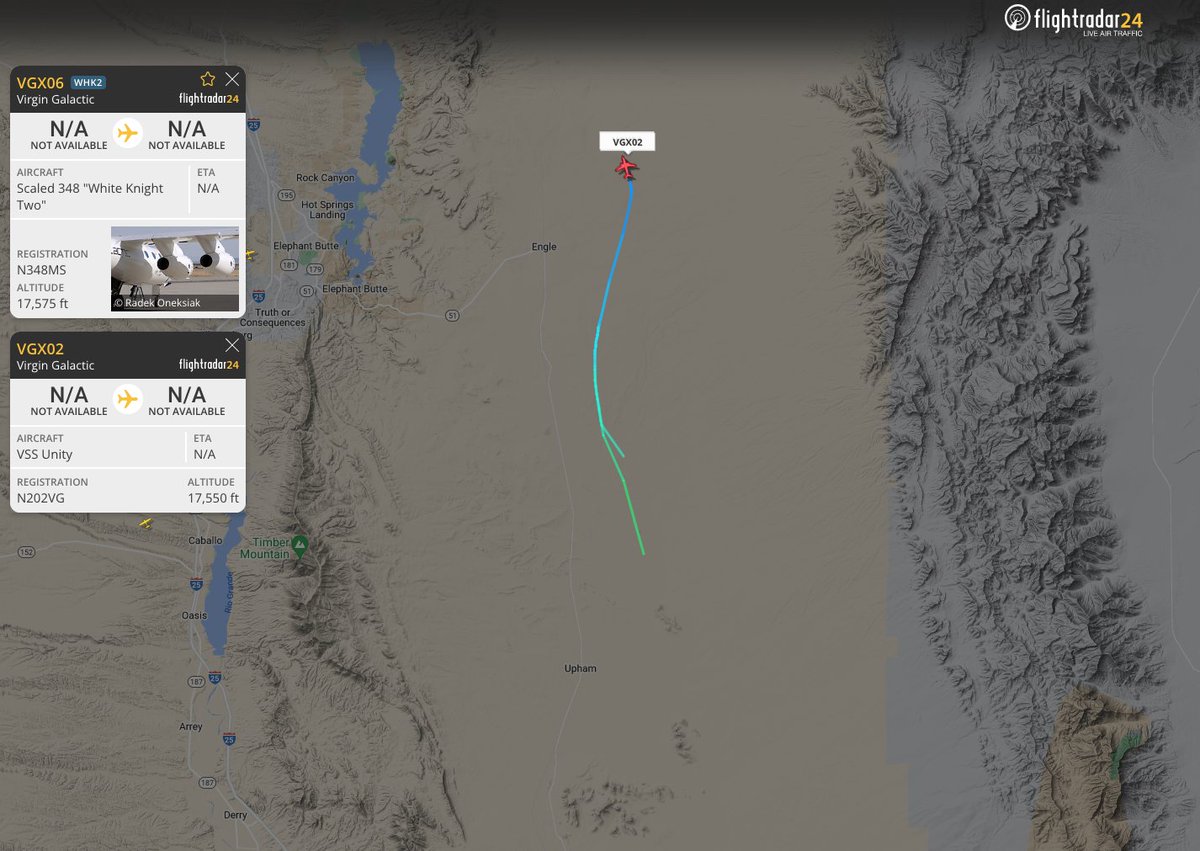 flightradar24's tweet image. Off to space for @virgingalactic! Follow the #Unity25 flight at flightradar24.com/VGX02/306f8674