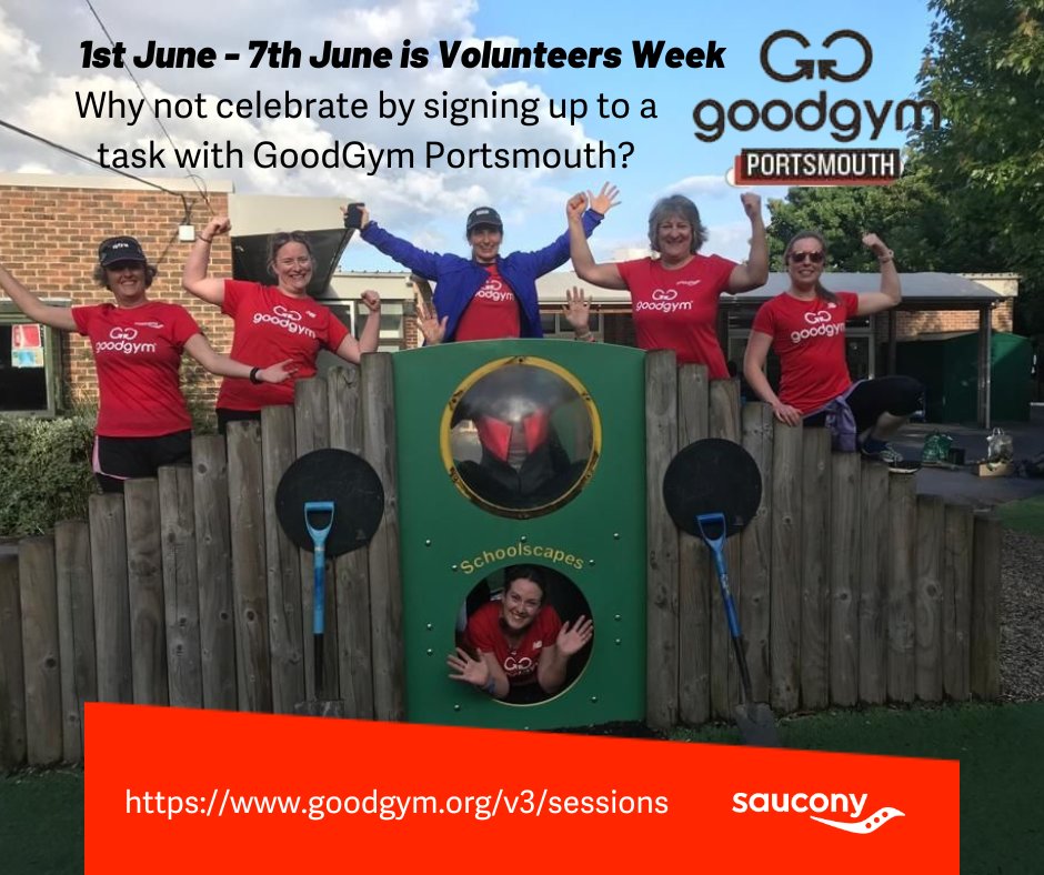 1st - 7th June is Volunteers Week!

GoodGym Portsmouth is made up of a fantastic group of volunteers, supporting local community groups and charities with practical tasks.

Why not come along and join us at a task to celebrate Volunteers Week?

goodgym.org/v3/sessions