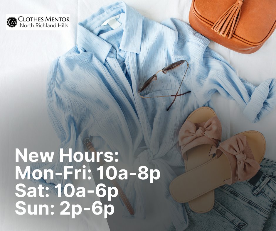 Now open M-F 10-8, Sat 10-6, Sun 2-6.  Come by and say hi!
cmnrh.com 
#clothesmentornrh #cmnrh #resaletherapyfortworth #supportlocalbusinessfortworth #shoplocalnrh