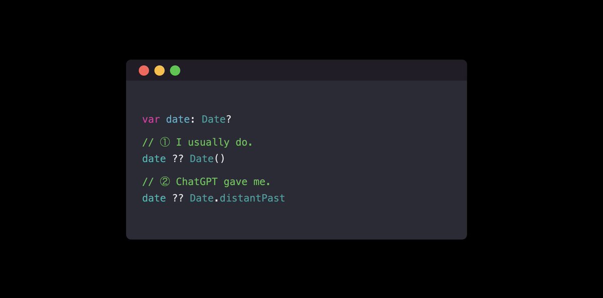 ShoheOhtani's tweet image. 「Date.distantPast」なんて書き方。初めてみた。
誰か知ってましたか？

&amp;gt; 「現在の参照日から最も遠い過去の日付を表すDate」を返します。これは、通常、公元前100年頃を指します。ただし、この値はコンピュータのシステム環境により異なる場合があります。

#Swift #iOSDev #SwiftLang #Programming