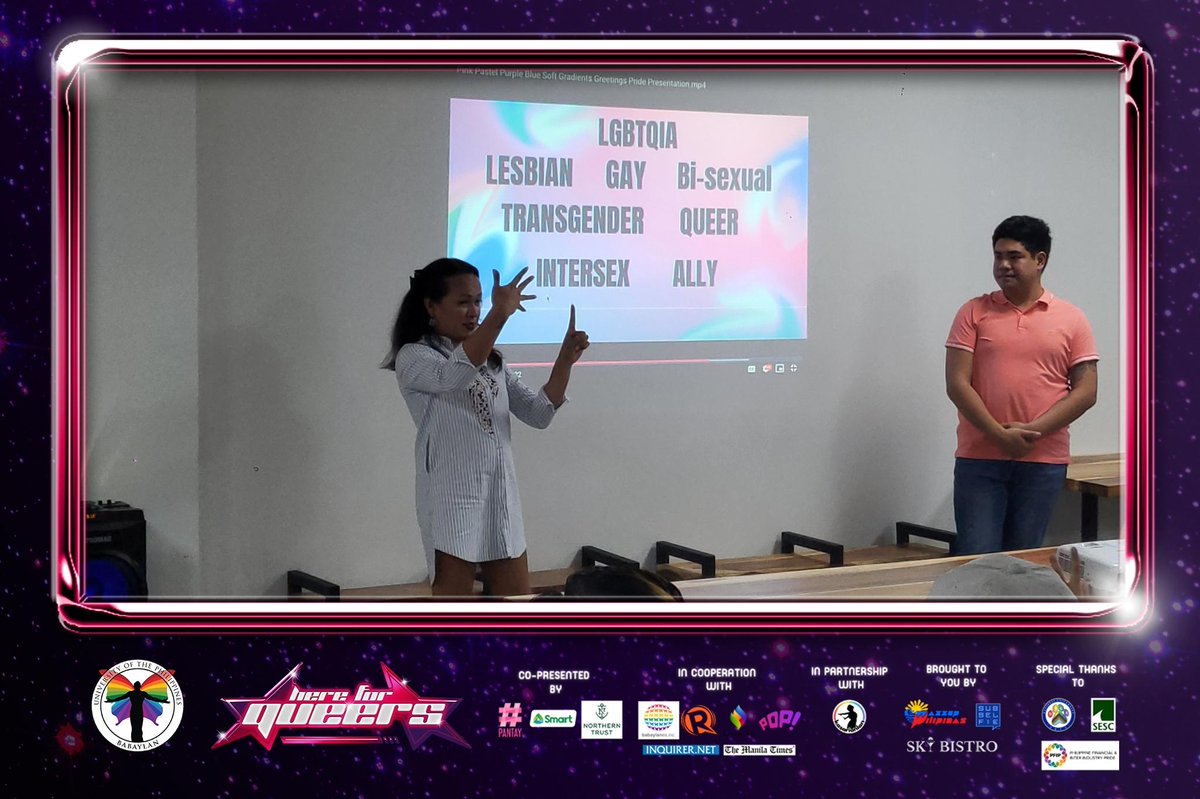 upbabaylan's tweet image. 🌟 Joining forces, UP Babaylan together with Pinoy Deaf Rainbow, embarked on an intergalactic FSL journey! 🚀

Together, we expanded our knowledge, fostered inclusivity, and celebrated IDAHOBIT 2023 in the sign language universe! 🌌🌈

#HereForQueers #IDAHOBIT2023