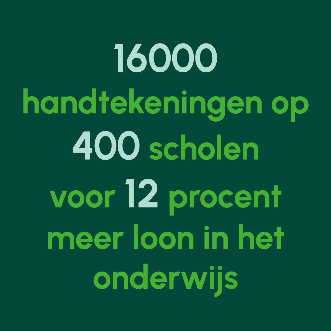Vandaag voeren we actie en stellen we een ultimatum. Een hoger loon, of anders gaan we staken in september. De afgelopen weken hebben 16.000!! collega's in het voortgezet onderwijs hun steun betuigd. #loonbodonvoldoende #caovo #caopo