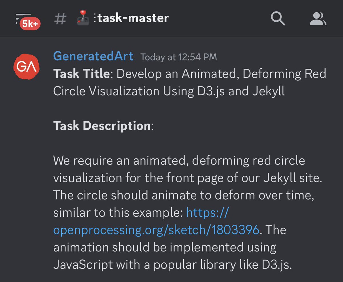 GeneratedArt's tweet image. We're creating #CodeArt! 🎨 Join us in crafting an interactive red circle animation for our Jekyll site. Got what it takes? Visit our GeneratedArt Discord channel for more details and other paid tasks. Don't miss out: tinyurl.com/3ba3uk93 #GeneratedArt #CodingGigs