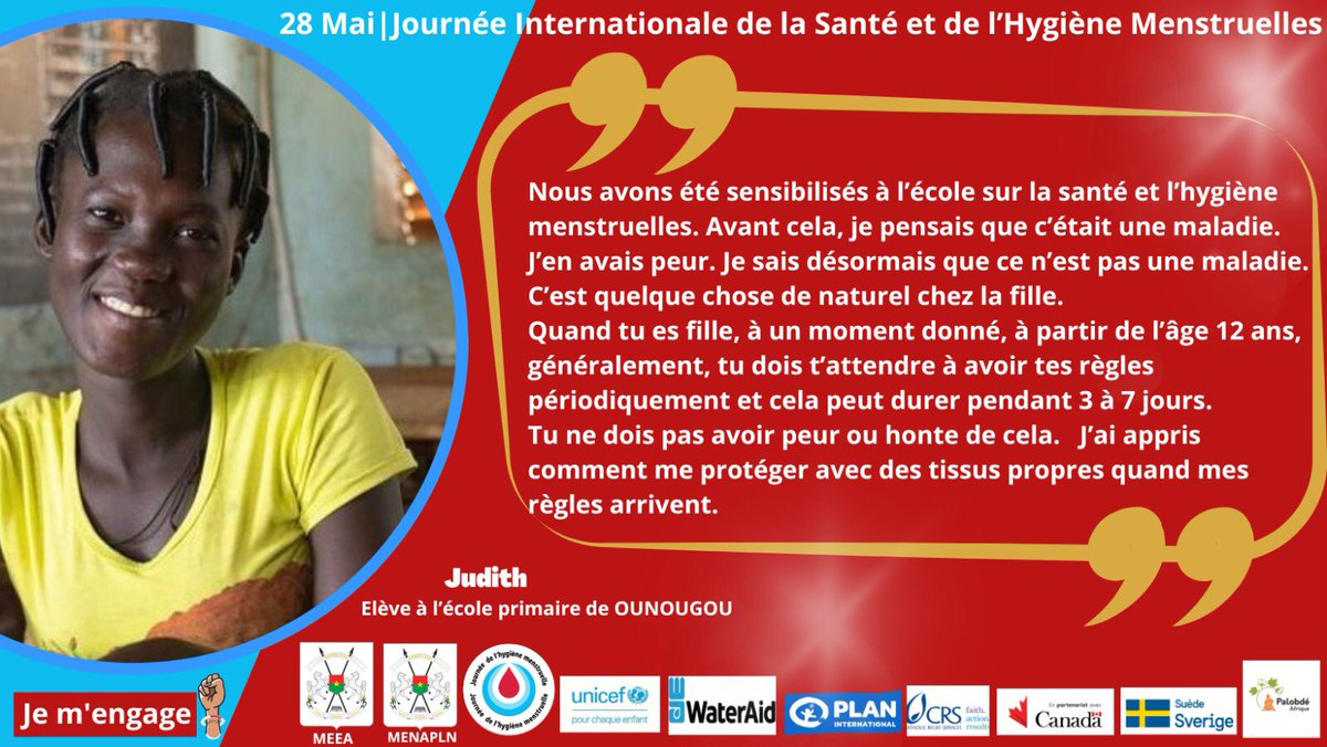 BicabaJunior's tweet photo. Judith, membre d’un sous-club GHM est engagée à aider d’autres filles et leur apprendre à se protéger durant la période des menstrues. 
--
#28Mai #LevezLeTabou #Agissons https://t.co/4VAydfPql5