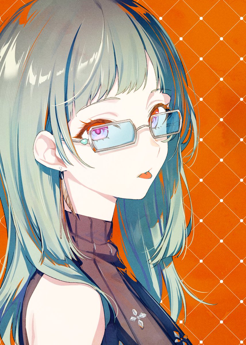 1girl solo tongue tongue out glasses long hair looking at viewer  illustration images