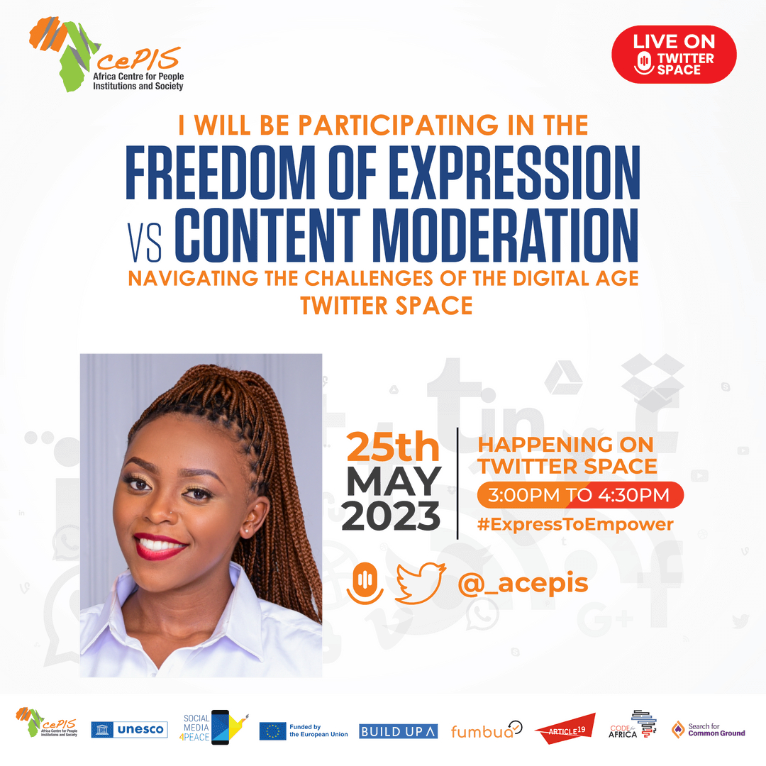 Looking forward to this engaging conversation on the impact of content moderation on freedom of expression @_acepis @SentinelProject 
#freedomofexpression
#contentmoderation
#ExpressToEmpower 
#socialmedia4peace