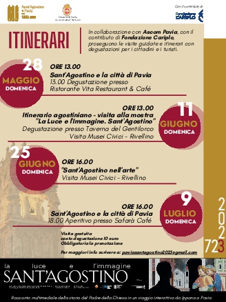 Il Comitato Pavia città di Sant’Agostino in collaborazione con Associazione Commercianti della Provincia di Pavia - Confcommercio PAVIA:
▶️promuove cammini agostiniani tra Africa e Italia
▶️ lavora per rendere la città di Pavia preparata ed attrattiva per visite turistiche.