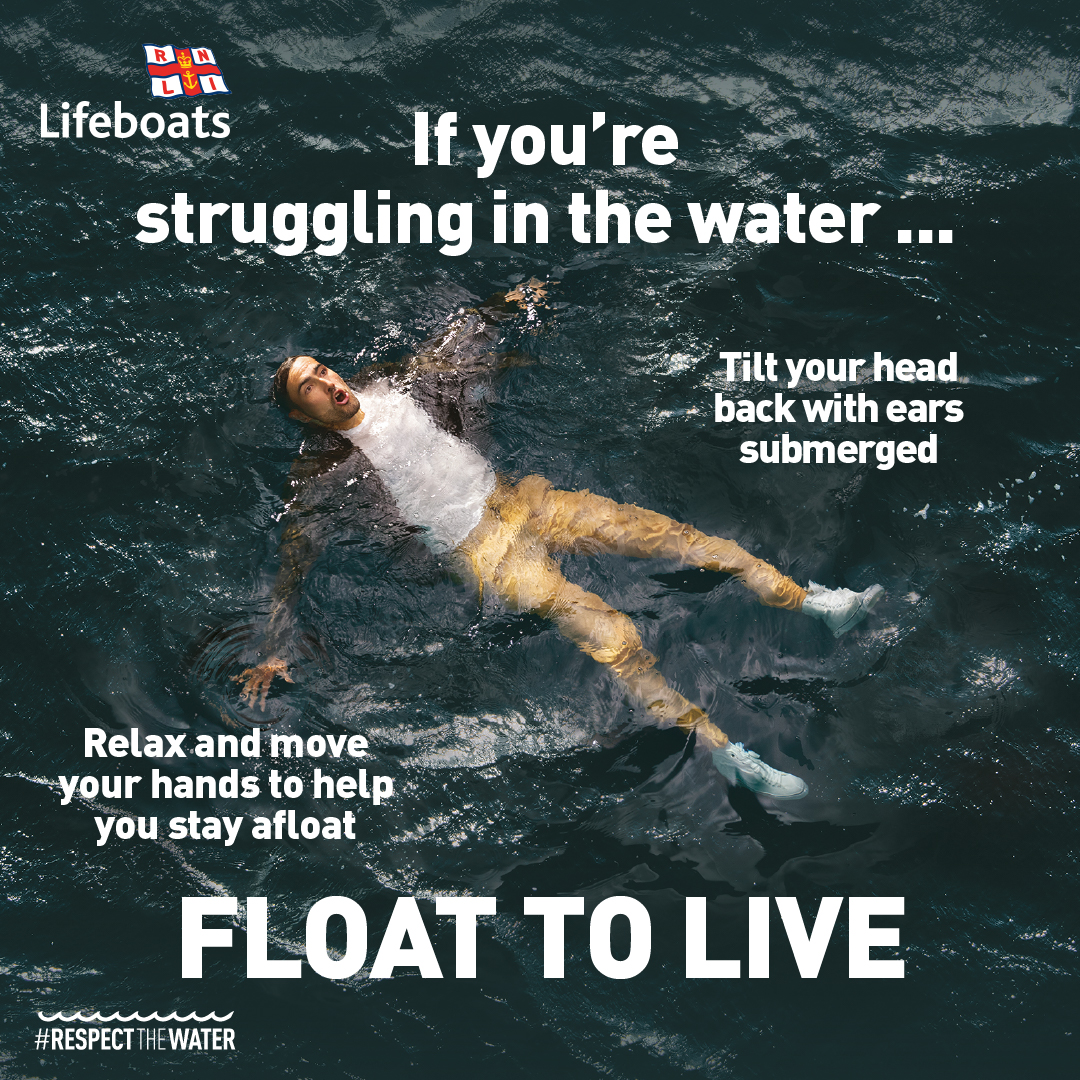 CSAP_LSAB's tweet image. If you&apos;re struggling in the water, tilt your head back with your ears submerged. Relax and move your hands to help you stay afloat #FloatToLive #DPW2023