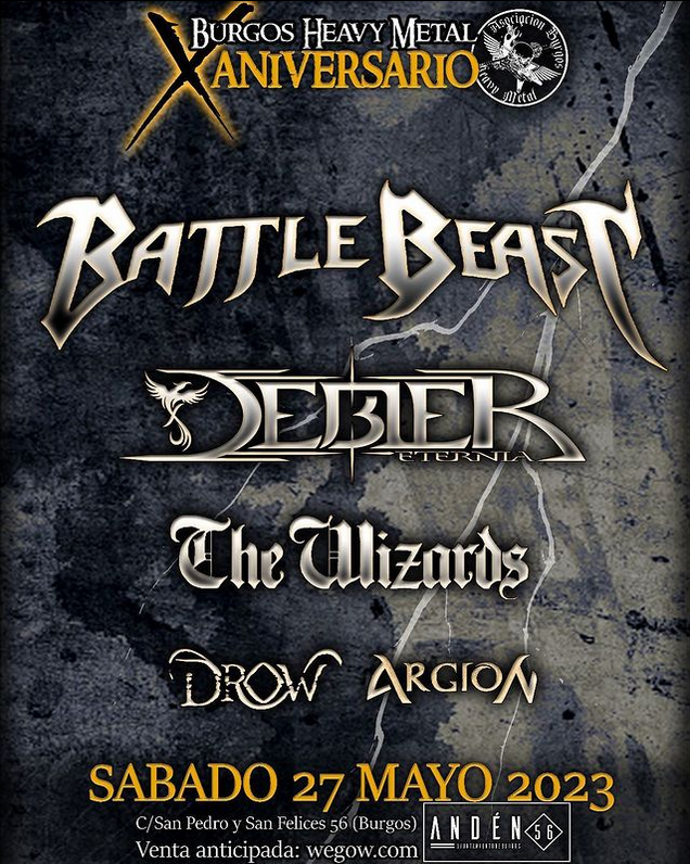 Drow_Metal's tweet photo. ¡¡Nos vemos el sábado 27 en Burgos celebrando el X Aniversario de la Asociación Burgos Heavy Metal @Burgosheavy en la @SalaAnden56 junto a estas grandes bandas!! https://t.co/S7WanCdM9c