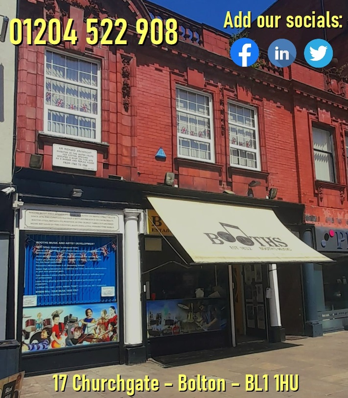 BoothsMusic's tweet photo. The sun is shining on Churchgate right now, what a beautiful morning! #musicshop #music #bolton #Churchgate #summer #guitarshop #musiclessons #musictuition #musicschool #instrumentrepairs #est1832 https://t.co/D99EqfeKkx