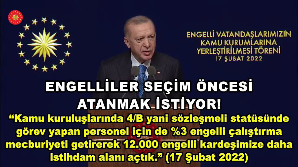 Engelli Memur Adayları Meslek sahibi oldular 
Ekpss sınava girdiler 
Puan aldılar 
#yokmuengelliyeatama diyorlar
Müjde beklemektedirler.
<a href="/RTErdogan/">Recep Tayyip Erdoğan</a> <a href="/deryayanikashb/">Derya Yanık</a> <a href="/jsarieroglu/">Jülide Sarıeroğlu 🇹🇷</a> <a href="/vedatbilgn/">Vedat Bilgin</a> <a href="/_aliyalcin_/">Ali YALÇIN</a> <a href="/avfatmaoncu/">Av.Fatma Öncü</a> <a href="/EsraCeceli/">Esra Ceceli İslam</a> <a href="/duran_ridvan/">Rıdvan Duran</a> <a href="/lokmanayva/">Lokman Ayva</a> <a href="/yusufcelebitsk/">Yusuf Çelebi</a>