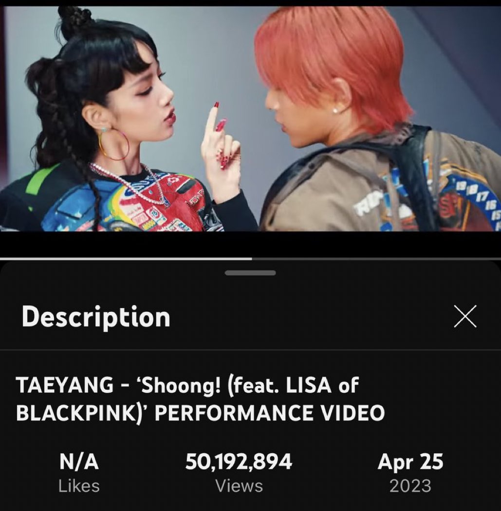 #SHOONG has now surpassed 50M views on YouTube. Happy One month indeed 👏🏻

- keep streaming ⬇️

🔗 youtu.be/NFnAuiklEug

@Realtaeyang 
#TAEYANGxLISA
#SHOONGxTAEYANGxLISA