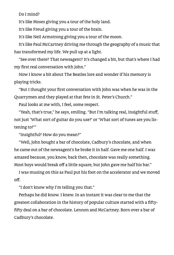 November 2008: Bono <a href="/U2/">U2</a> is getting a guided tour of Liverpool from Paul McCartney, and learns (and tells us) something tasty about the genesis of Lennon-McCartney's equal partnership.

geni.us/bonosurrender
