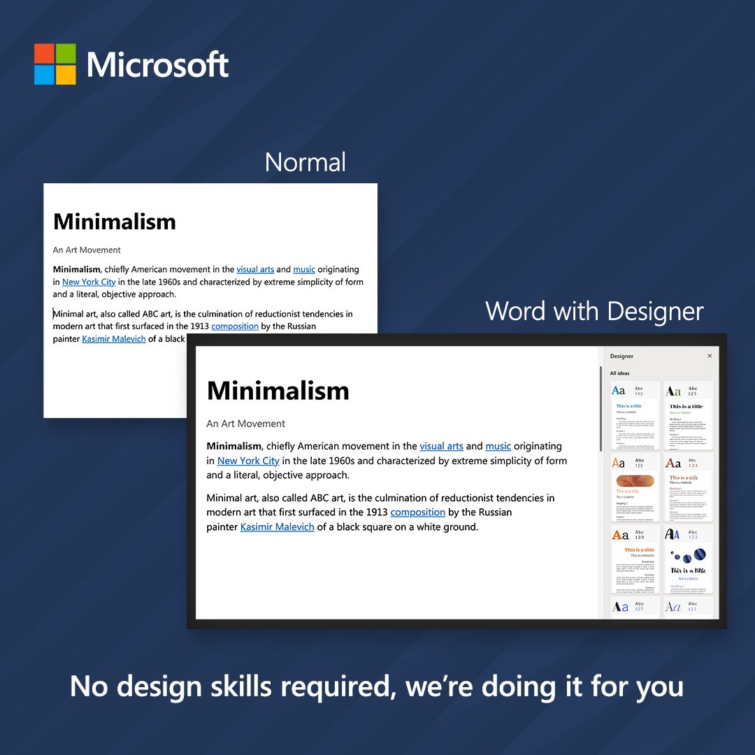 Use Designer to create sophisticated documents on #MicrosoftWord 🎨