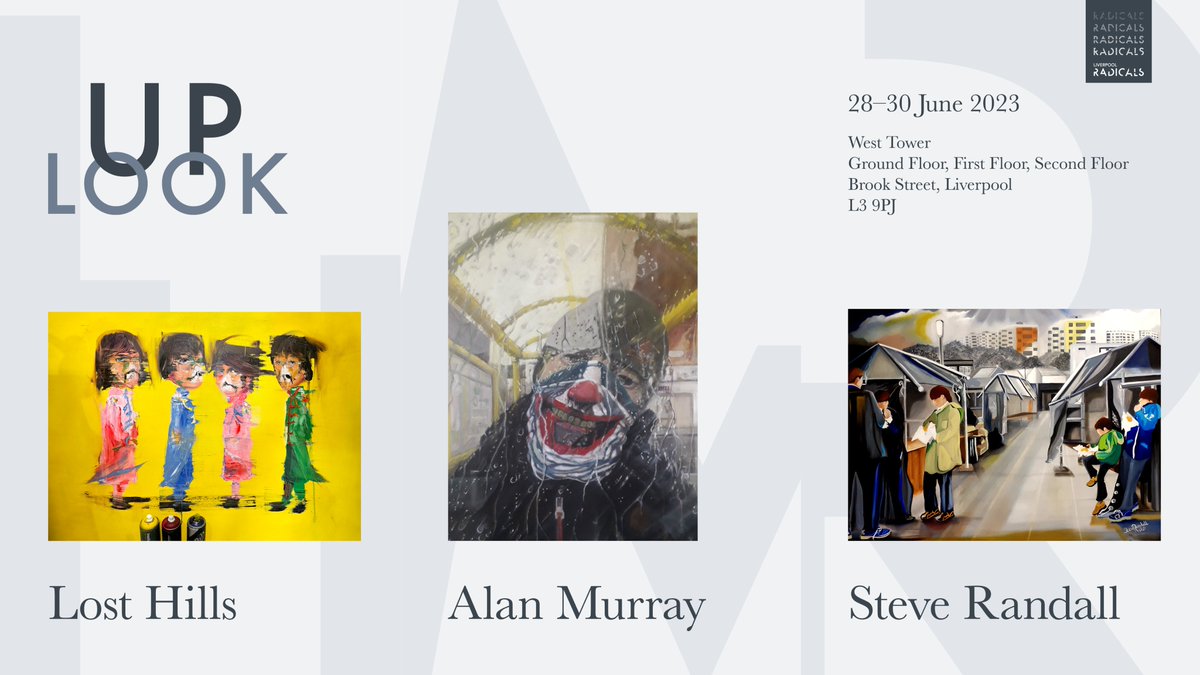 Join us at our inaugural exhibition "Look Up" ft. visionary artists Steve Randall, Lost Hills &amp; Alan Murray, the masterminds who embody the radicalism &amp; innovation of #Liverpool. Reserve a FREE ticket: bit.ly/421pmAJ🎨 #LiverpoolRadicals #ArtRevolution