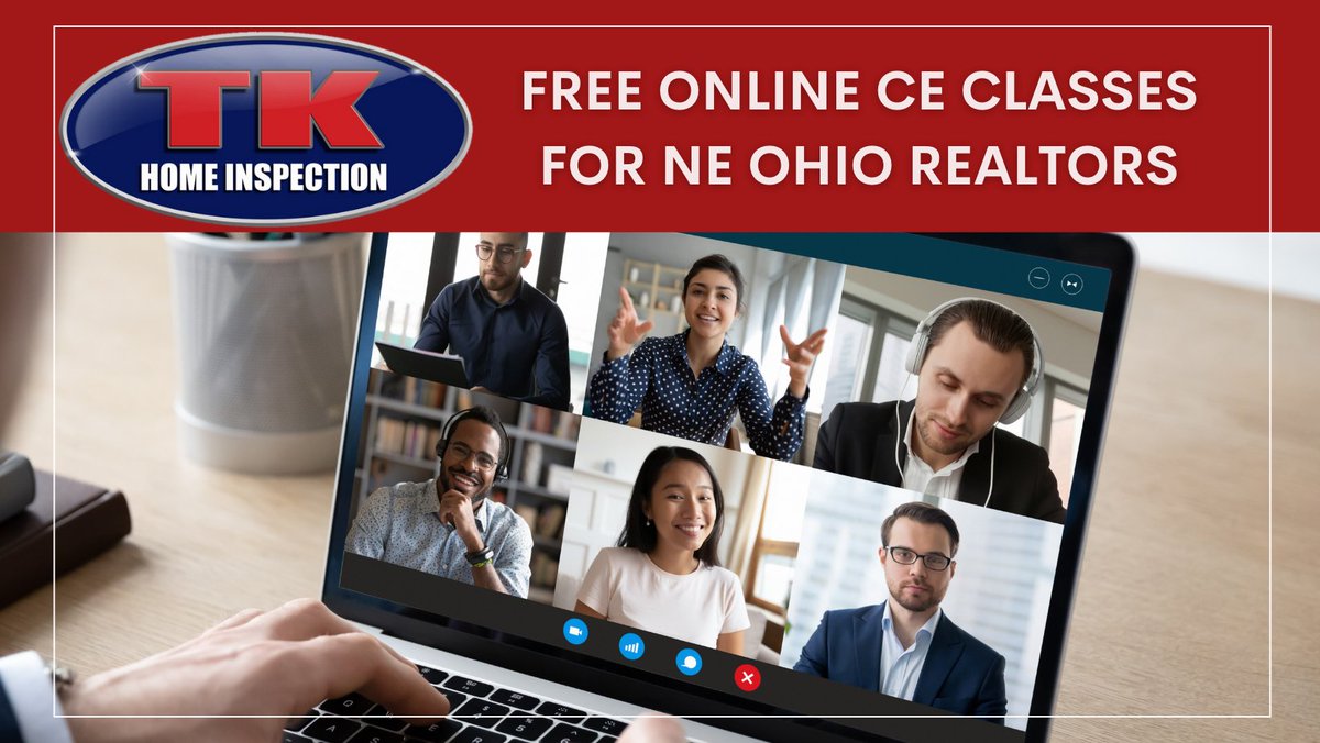 Our Real Estate CE Classes each offer 1-hour of state approved credit twice monthly – FREE! Check out our summer schedule at tkhomeinspection.com/ce-classes to register and get them on your calendar today! #NEOHRealtor #CEcredit #TKHomeInspection